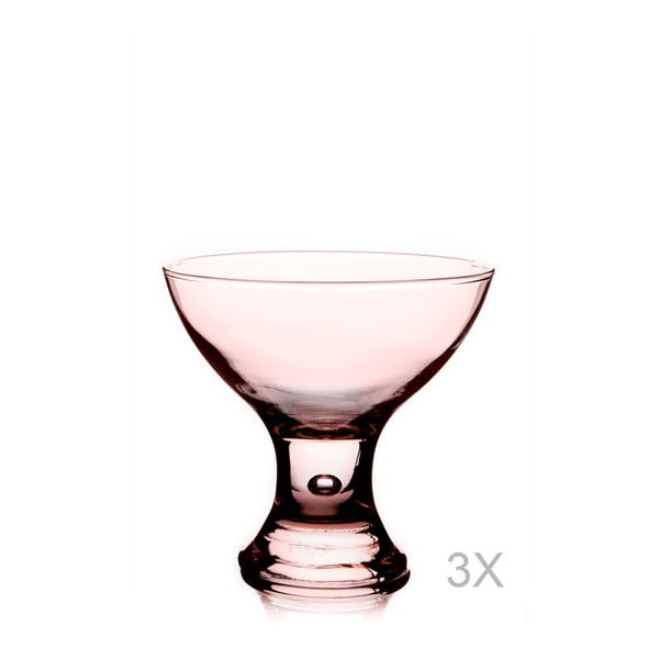 Sada 3 růžových skleniček na servírovaí zmrzliny Paşabahçe, ⌀ 8 cm