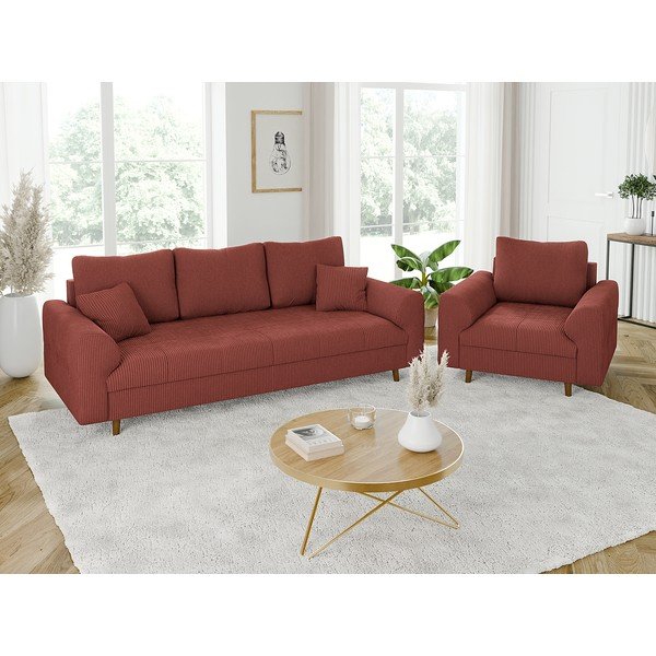 Диван от рипсено кадифе в тухлен цвят 210 cm Ariella – Ropez-image-4