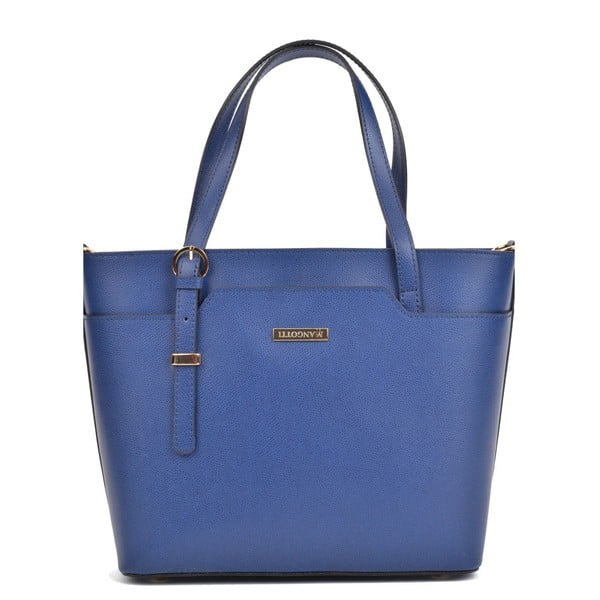 Синя кожена чанта Francesca - Mangotti Bags