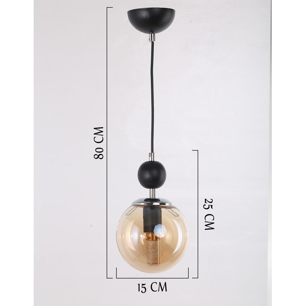 Висящо осветително тяло със стъклен абажур в цвят жълта охра и черно ø 15 cm Marble – Squid Lighting-image-2