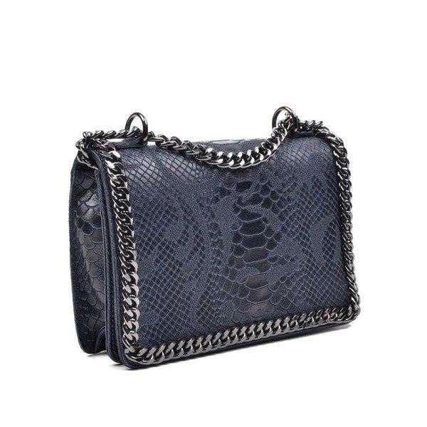 Тъмносиня кожена чанта Mangotti Sadia - Mangotti Bags-image-2