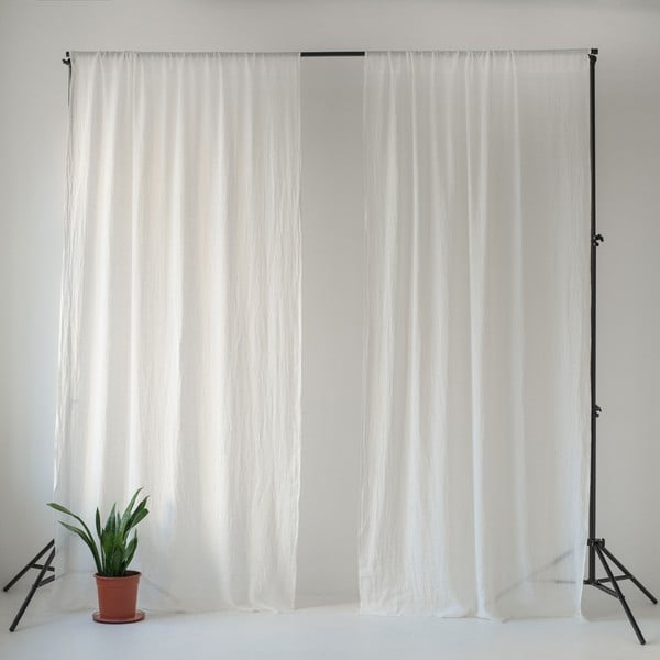 Бяла ленена олекотена завеса с тунел Daytime, 250 x 130 cm - Linen Tales