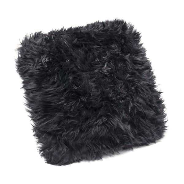 Černý polštář z ovčí kožešiny Royal Dream Sheepskin, 30 x 30 cm