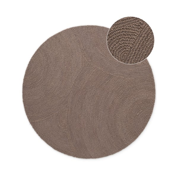 Ръчно изработен вълнен кръгъл килим в кафяво-сив цвят ø 200 cm Eleni Taupe – Hanse Home