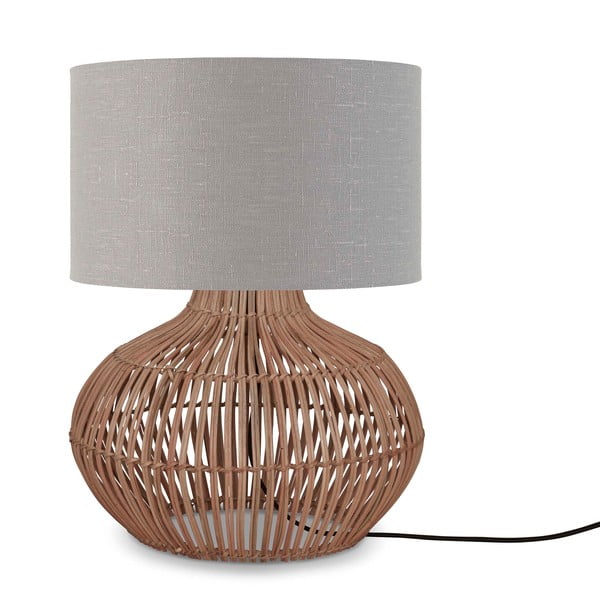 Настолна лампа с текстилен абажур в светлосиво-натурален цвят (височина 48 cm) Kalahari - Good&Mojo