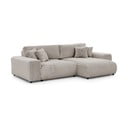 Светлосив разтегателен ъглов диван от рипсено кадифе с място за съхранение (десен ъгъл) Sarina – Ropez