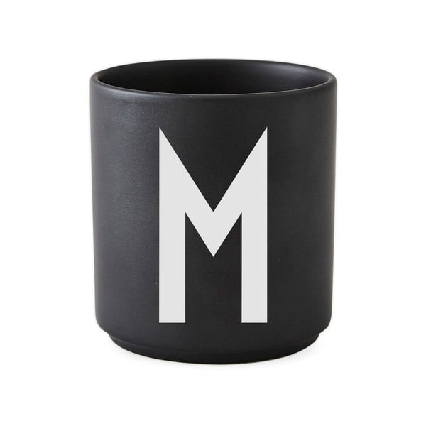 Черна порцеланова чаша Alphabet M, 250 ml A-Z - Design Letters