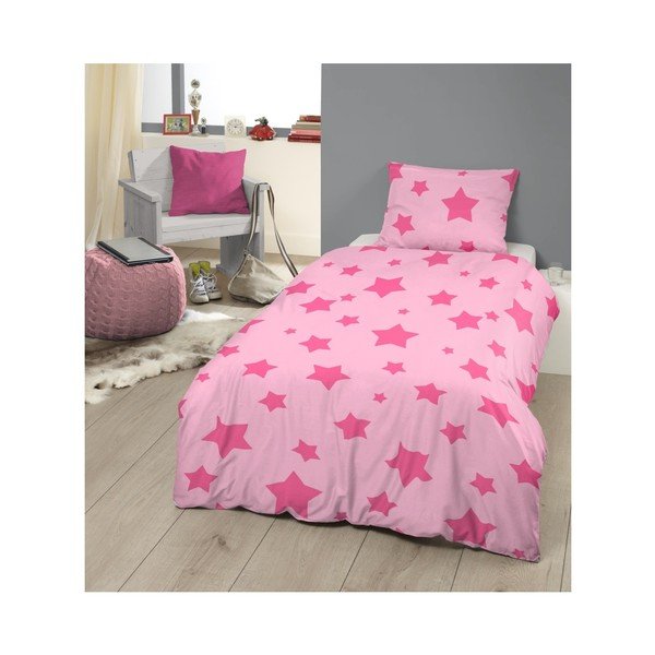 Růžové dětské růžové povlečení z bavlny na jednolůžko Good Morning Pink, 140 x 200 cm-image-1