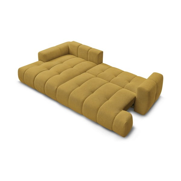 Сгъваем/с място за съхранение ъглов диван в цвят горчица (ляв ъгъл) Fuji – Bobochic Paris-image-4