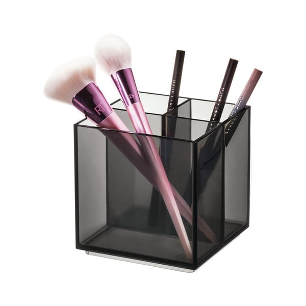 Матово черен органайзер за козметика за баня от рециклирана пластмаса Cosmetic Cube - iDesign