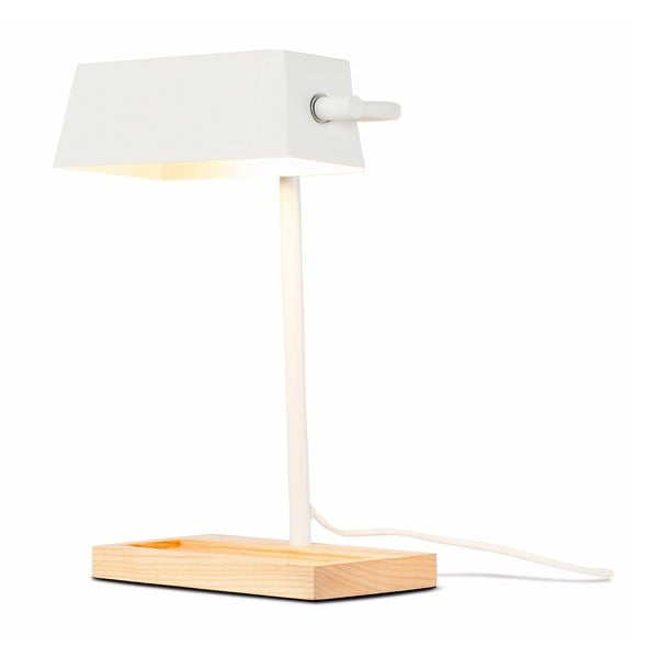 Бяла настолна лампа с елементи от ясенова дървесина Cambridge - it's about RoMi