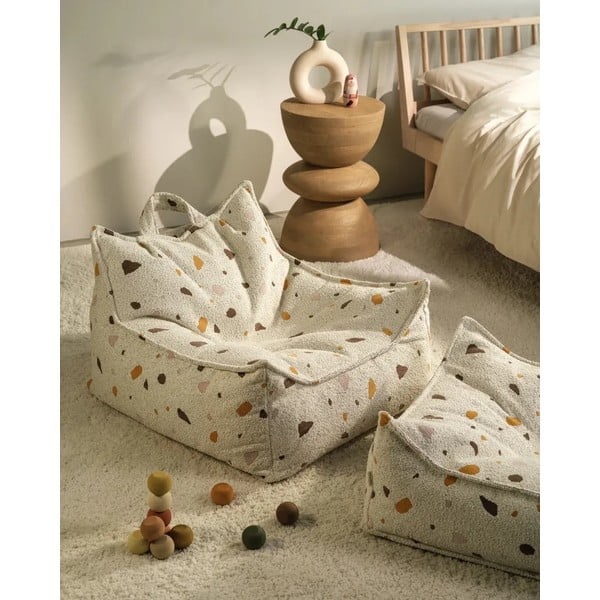 Бял детски пуф от букле и шенил Terrazzo Chair – Wigiwama-image-1