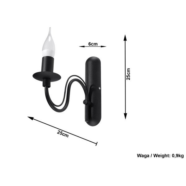 Черна метална стенна лампа Fiorano – Sollux-image-3