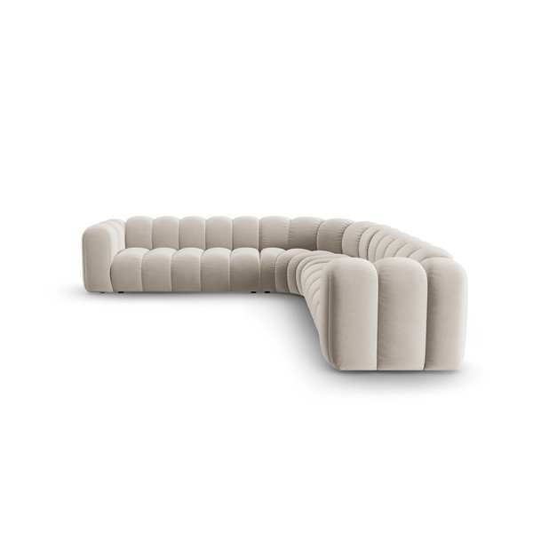 Кремав кадифен модулен ъглов диван Lupine – Micadoni -image-2