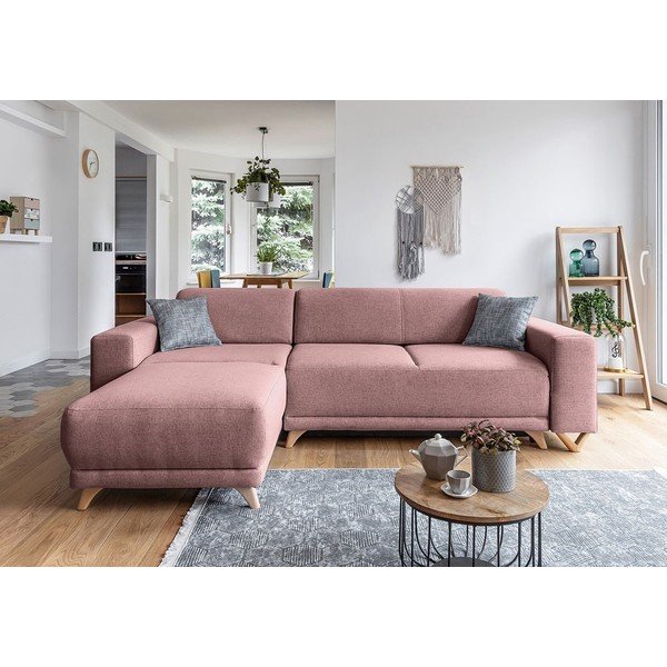 Розов разтегателен/с място за съхранение ъглов диван Classy Sophie – Miuform-image-1