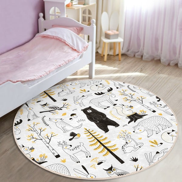 Жълто-бял детски килим ø 100 cm Comfort - Mila Home-image-2