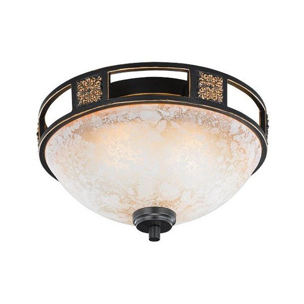 Черно осветително тяло за таван със стъклен абажур ø 33 cm Quinta – Trio