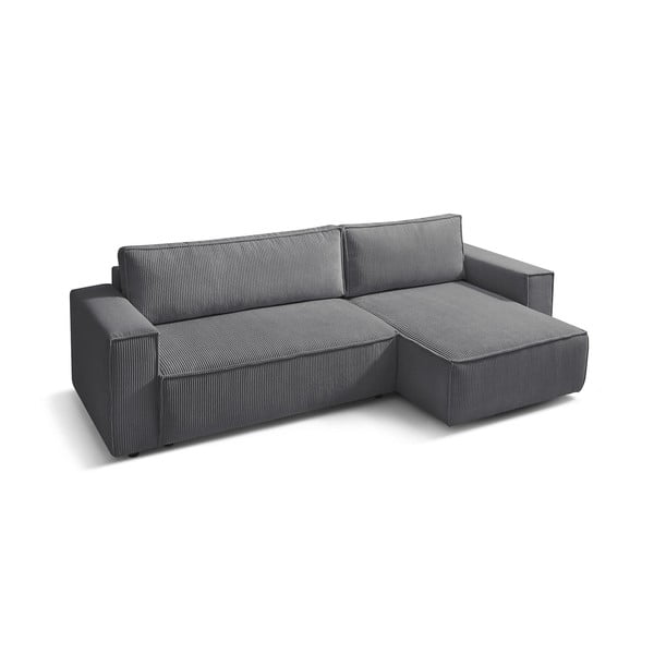 Тъмносив велурен разтегателен диван Nihad - Bobochic Paris-image-3