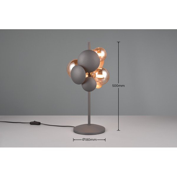 Настолна лампа със стъклен абажур в сиво-златисто (височина 50 cm) Bubble - Trio Select-image-3