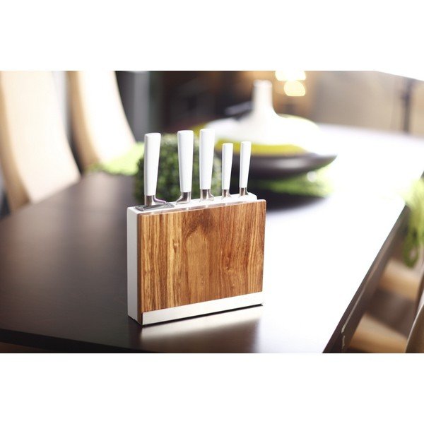 Set nožů se stojanem a prkénkem - bílý-image-2