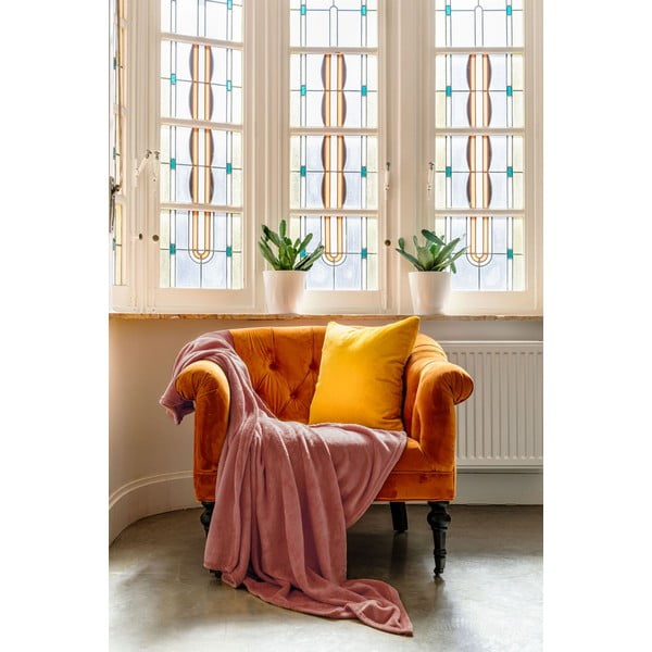 Покривало за легло от микроплюш в тухлен цвят 220x240 cm Plaid – Tiseco Home Studio-image-1