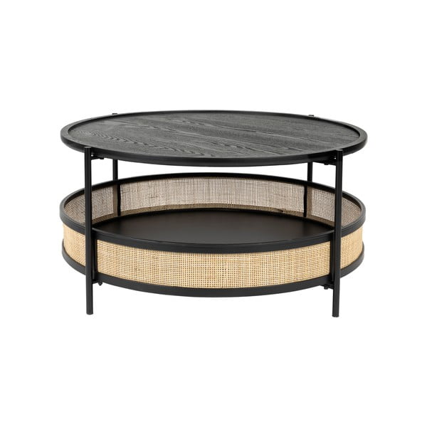 Kръгла масичка за кафе в черен и естествен цвят ø 80 cm Makoto – White Label-image-2