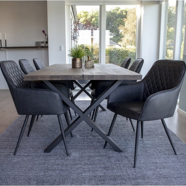 Тъмносиви тапицирани трапезни столове в комплект с подлакътници 2 бр. Harbo – House Nordic-image-1