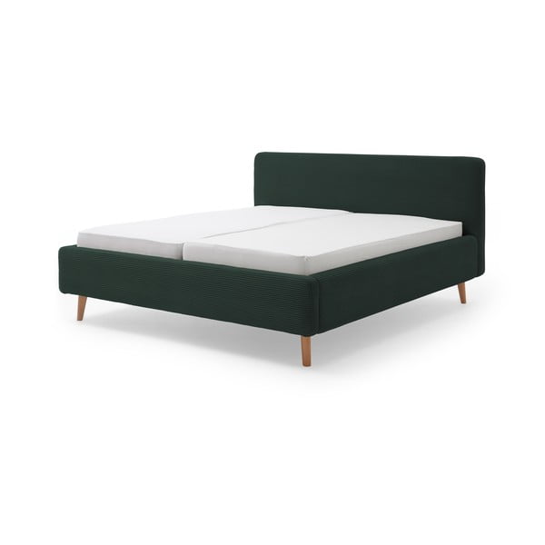 Зелено легло от велур с решетка и място за съхранение , 140 x 200 cm Mattis Cord - Meise Möbel
