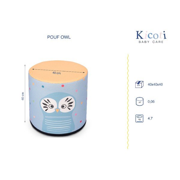Детски пуф за сядане с мотив на сова , 40 x 40 cm - KICOTI-image-2