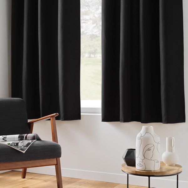 Черно термо/dimout перде от микрофибър 135x180 cm Micropolar – douceur d'intérieur-image-1