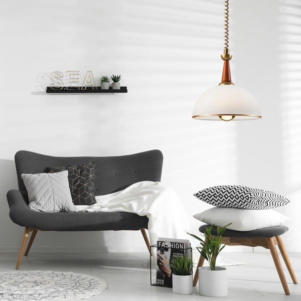 Кафяво и златисто висящо осветително тяло със стъклен абажур ø 30 cm Ciara – LAMKUR-image-2