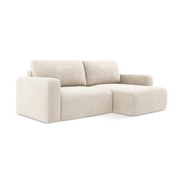 Кремав шенилов сгъваем/с място за съхранение ъглов диван (десен ъгъл) Kona – Makamii-image-2