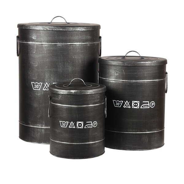 Черна метална кошница за пране , ⌀ 40 cm - LABEL51-image-2