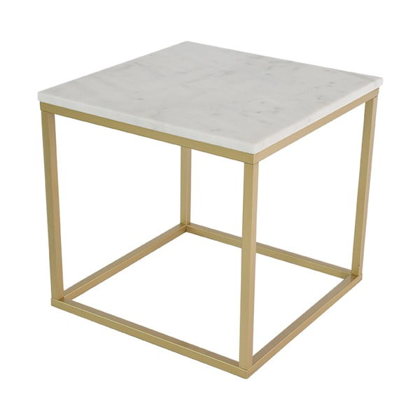 Mramorový konzolový stolek s mosaznou konstrukcí, 50 x 50 cm