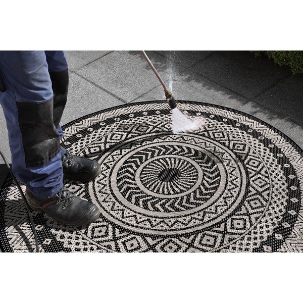 Черен и сив килим за открито Кръгъл, ø 120 cm - Ragami-image-4