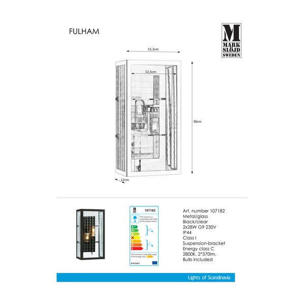 Черна стенна лампа Fulham - Markslöjd-image-2