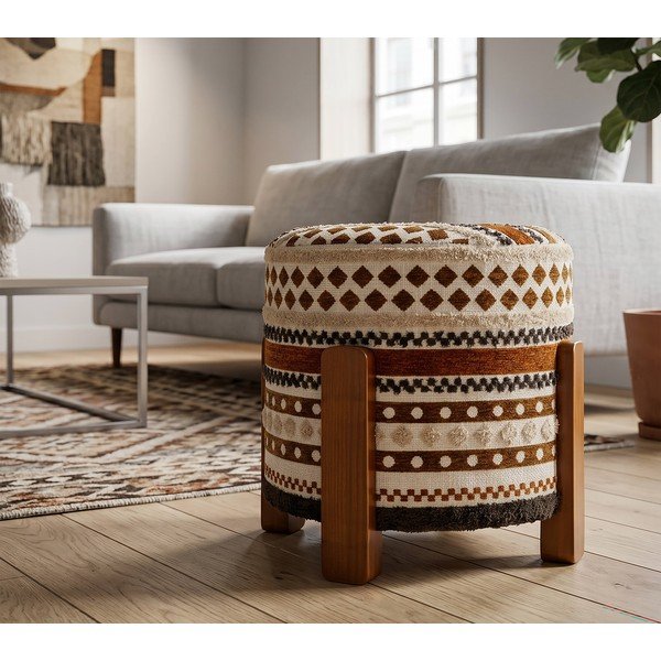 Кафява/бежова табуретка Ethnic  – Mauro Ferretti-image-1