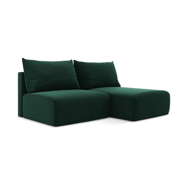 Тъмнозелен кадифен сгъваем/с място за съхранение ъглов диван (десен ъгъл) Kalena – Makamii-image-2