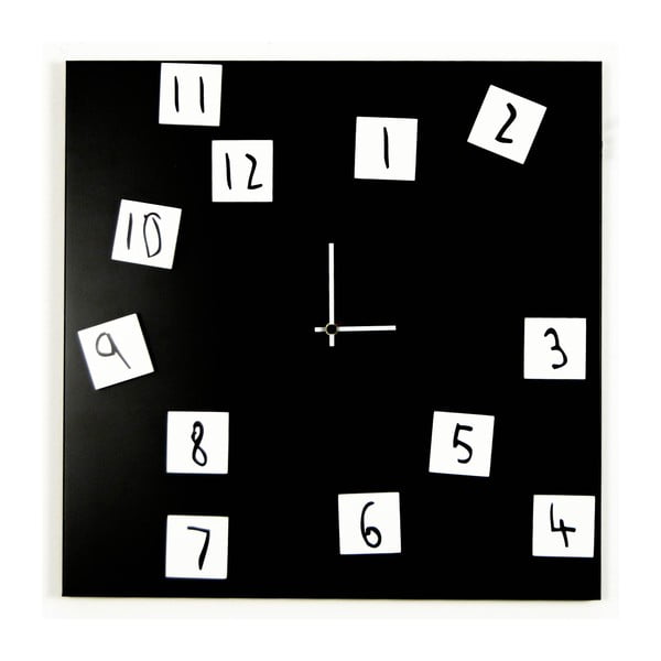 Nástěnné hodiny dESIGNoBJECT.it Changing Clock Black, 50 x 50 cm 