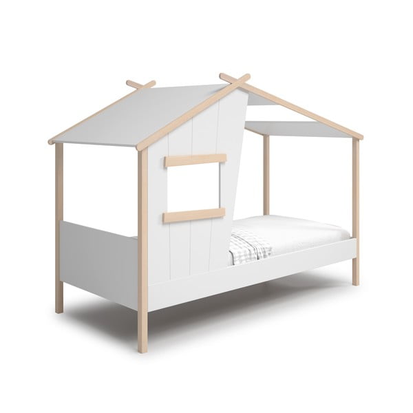 Бяло детско легло тип къща от масивен бор 90x190 cm Luba – Marckeric-image-2