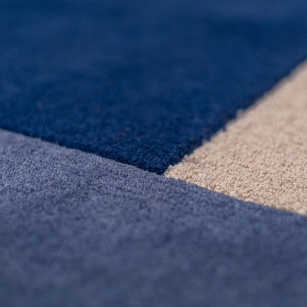 Син ръчно изработен вълнен кръгъл килим ø 150 cm Mia Segment – Flair Rugs-image-4