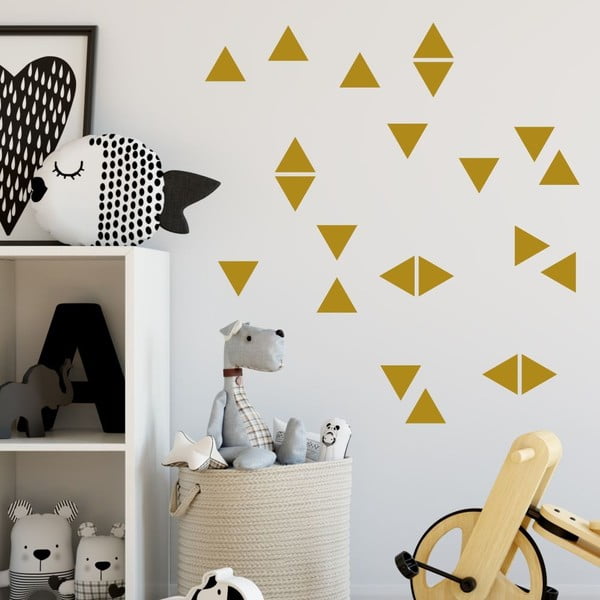 Комплект жълти стикери за стена Триъгълник - North Carolina Scandinavian Home Decors