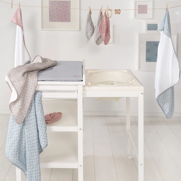 Светлосива памучна бебешка кърпа с качулка 80x80 cm Lil Planet - Roba-image-1