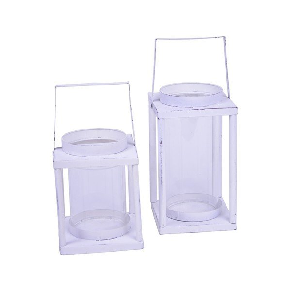 Bílá plechová lucerna Ego Dekor Shabby, výška 23 cm-image-1