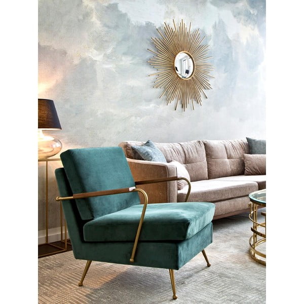 Стенно огледало с метална рамка в златист цвят, ø 104 cm Ella - Westwing Collection-image-1