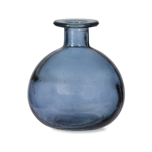 Синя кръгла ваза от рециклирано стъкло Синя, ø 11 cm - Garden Trading