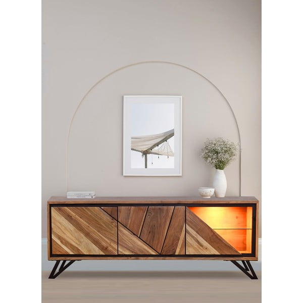 Маса за телевизор от масивна акация в естествен цвят 150x51x40 cm Ambala – Interia Home & Living-image-1