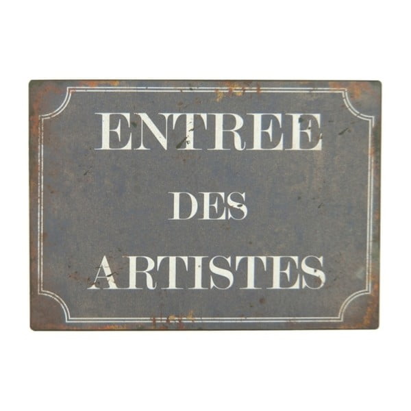 Метална табела 21x15 cm Entrée des Artistes - Antic Line