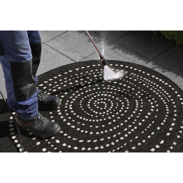 Черен килим за открито, ø 140 cm Bali - NORTHRUGS-image-1
