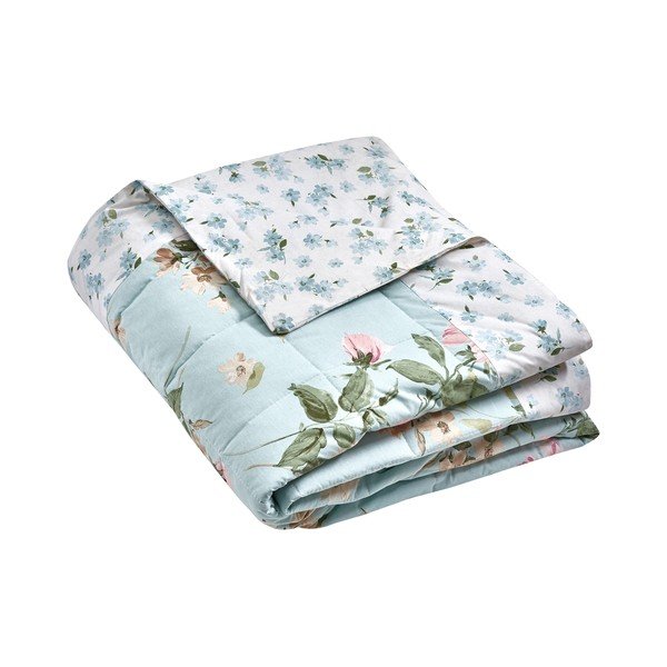 Синьо  капитонирано покривало за легло 220x230 cm Avebury Floral – Catherine Lansfield